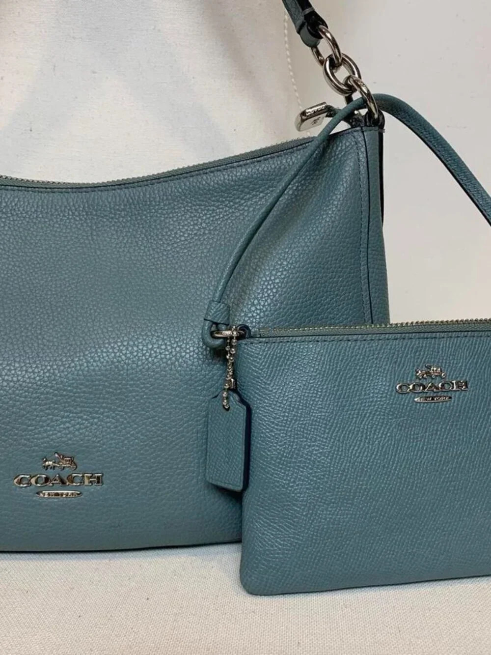 Coach blue leather shoulder bag